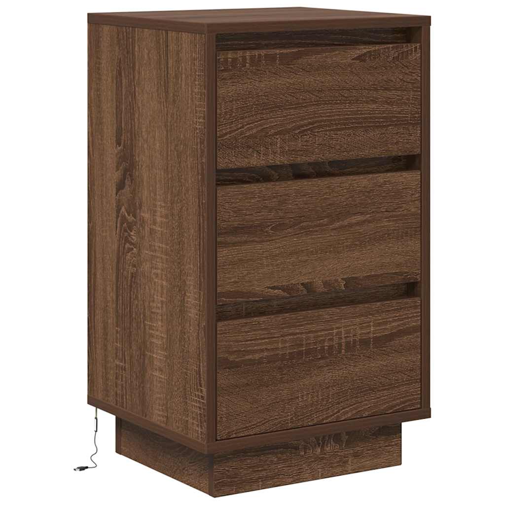 Noptiera cu lumini LED Stejar maro 38x34x65 cm GartenMobel Dekor