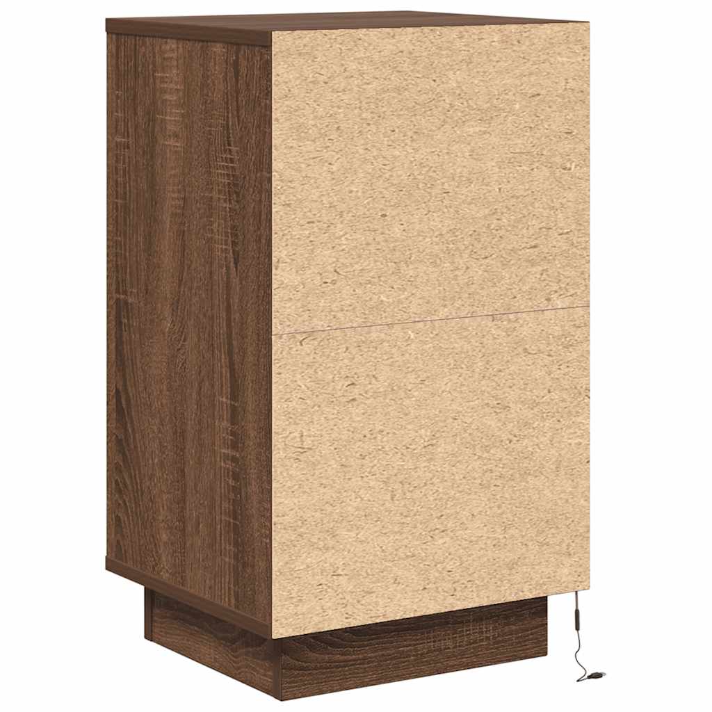 Noptiera cu lumini LED Stejar maro 38x34x65 cm GartenMobel Dekor