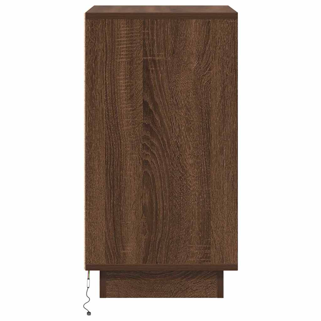 Noptiera cu lumini LED Stejar maro 38x34x65 cm GartenMobel Dekor