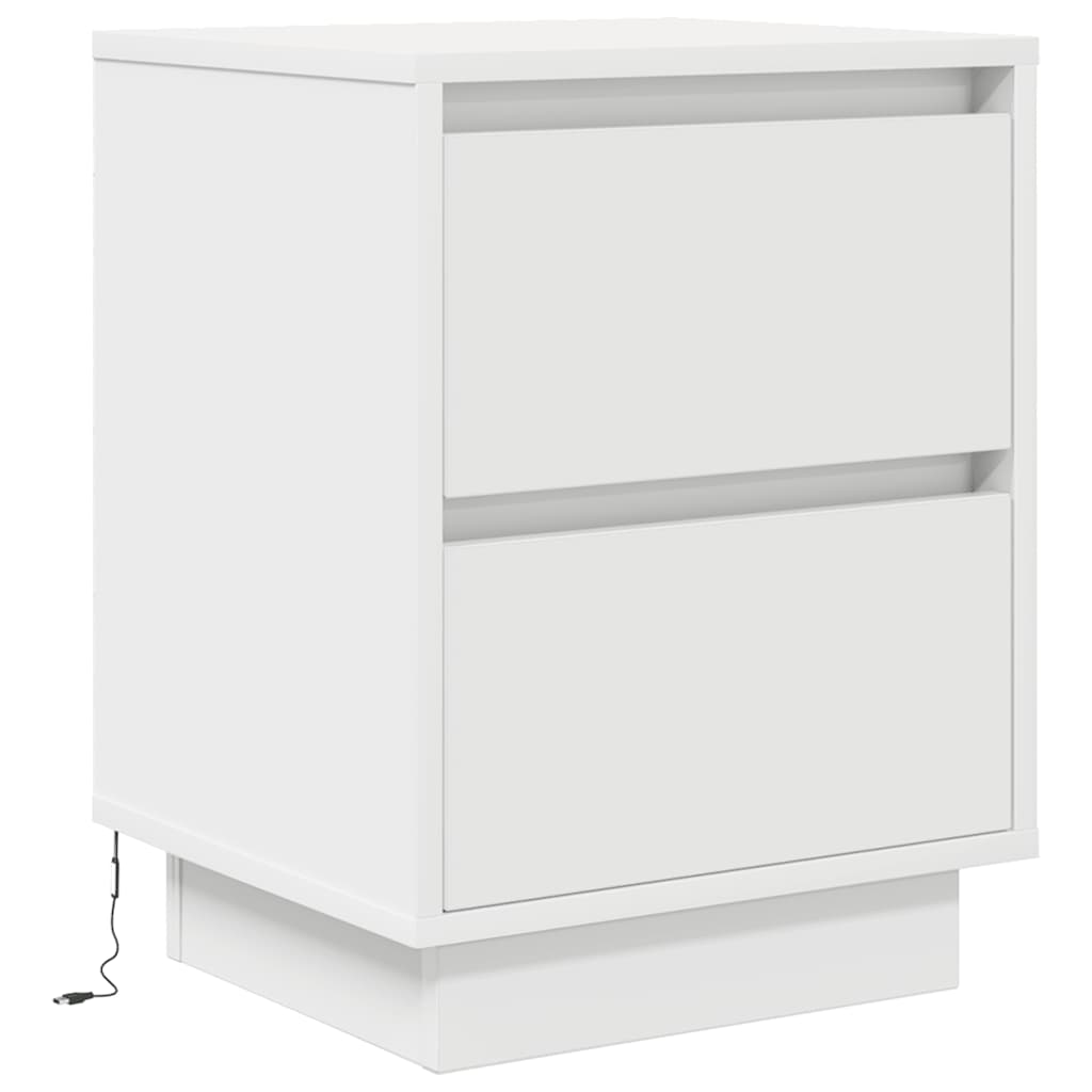 Noptiere cu lumini LED 2 buc Alb 38x34x50 cm GartenMobel Dekor
