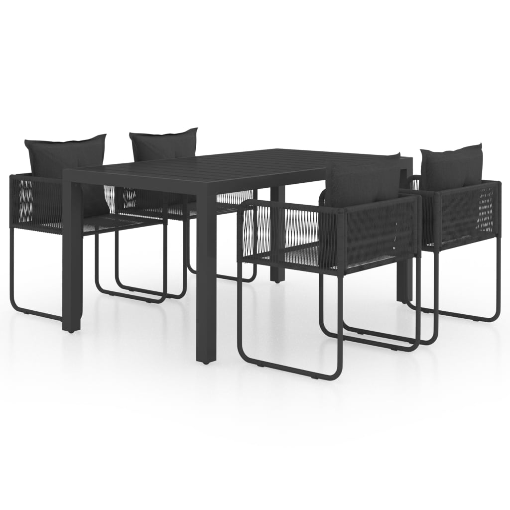 Set mobilier de grădină, 5 piese, negru, ratan PVC GartenMobel Dekor