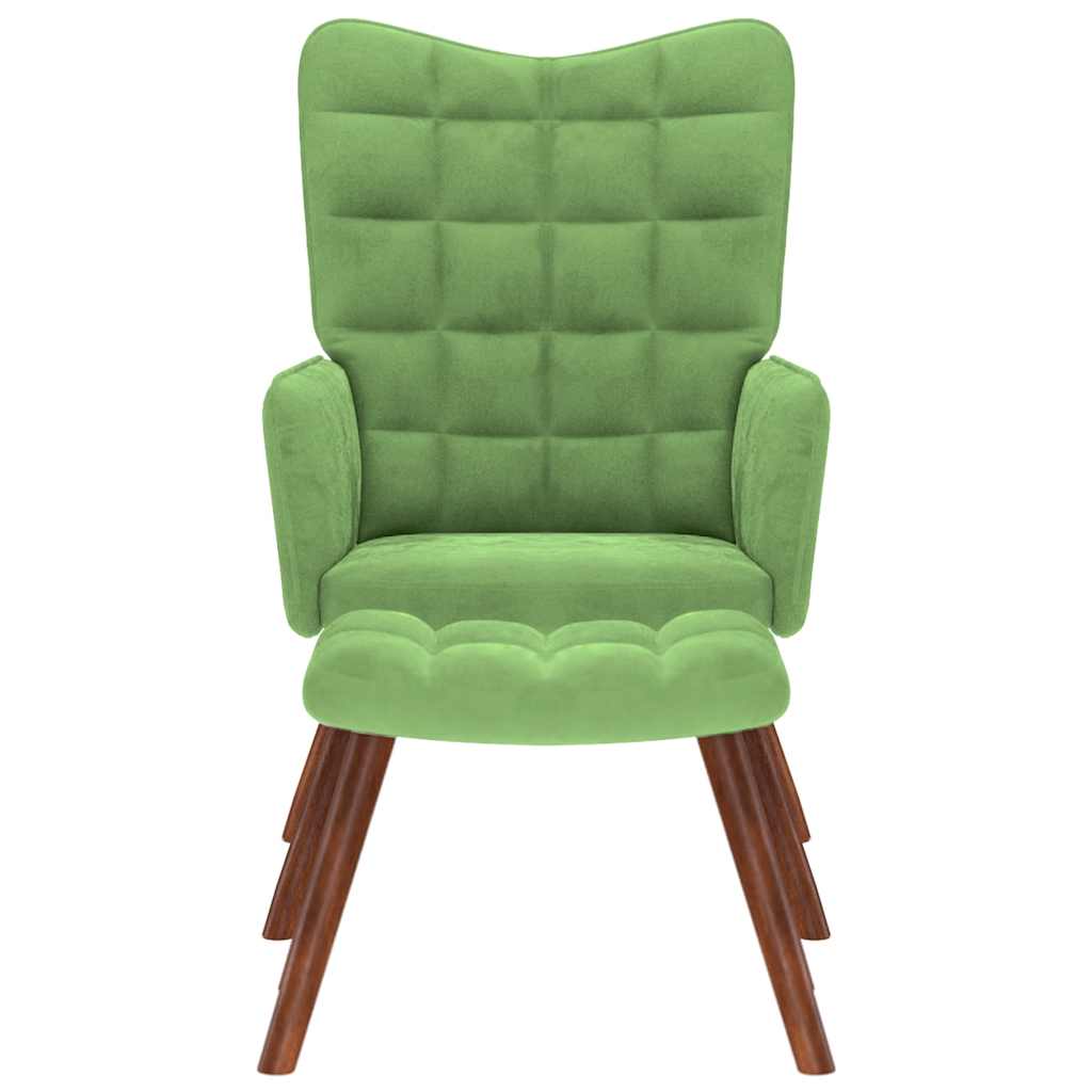 Scaun de relaxare cu taburet, verde deschis, catifea GartenMobel Dekor
