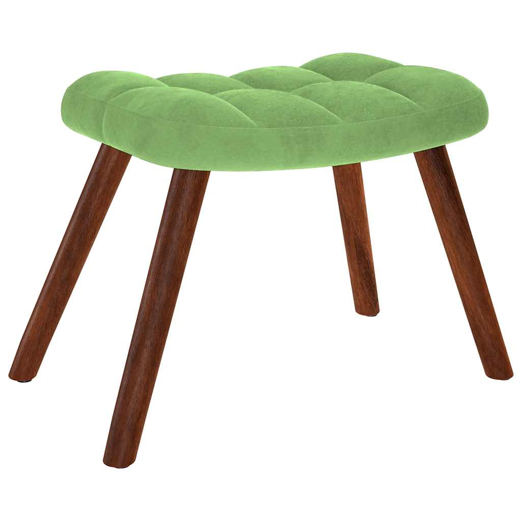 Scaun de relaxare cu taburet, verde deschis, catifea GartenMobel Dekor