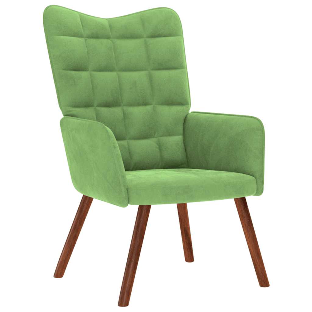 Scaun de relaxare cu taburet, verde deschis, catifea GartenMobel Dekor