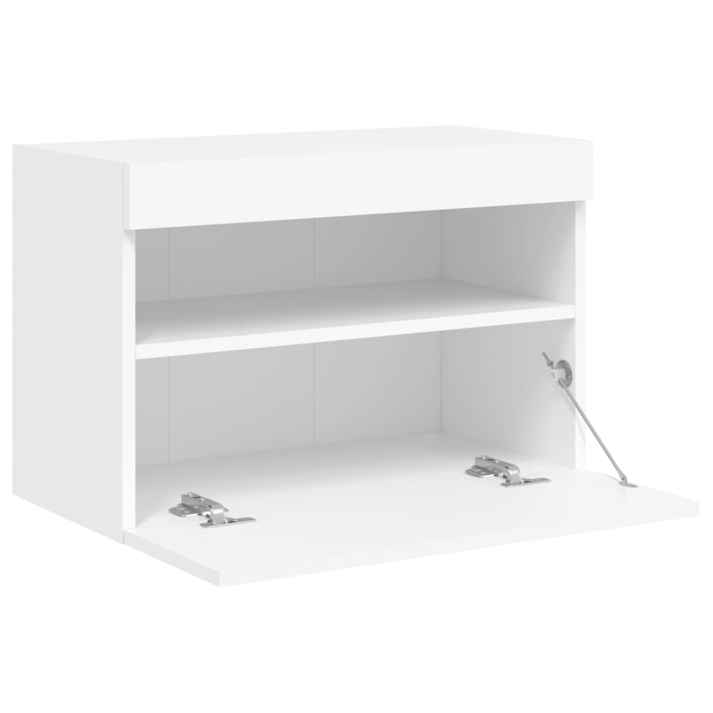 Comodă TV de perete cu lumini LED, alb, 60x30x40 cm GartenMobel Dekor