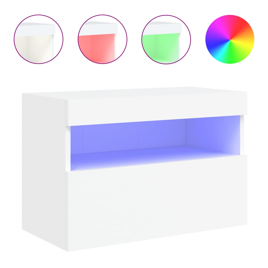 Comodă TV de perete cu lumini LED, alb, 60x30x40 cm GartenMobel Dekor