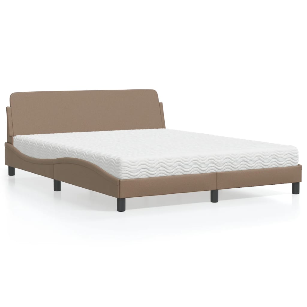 Pat cu saltea, cappuccino, 160x200cm piele ecologică GartenMobel Dekor