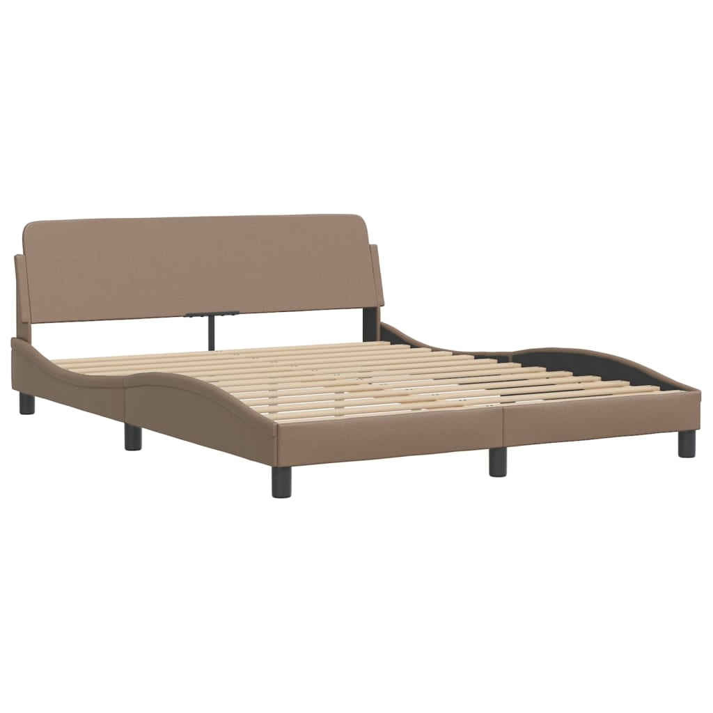 Pat cu saltea, cappuccino, 160x200cm piele ecologică GartenMobel Dekor