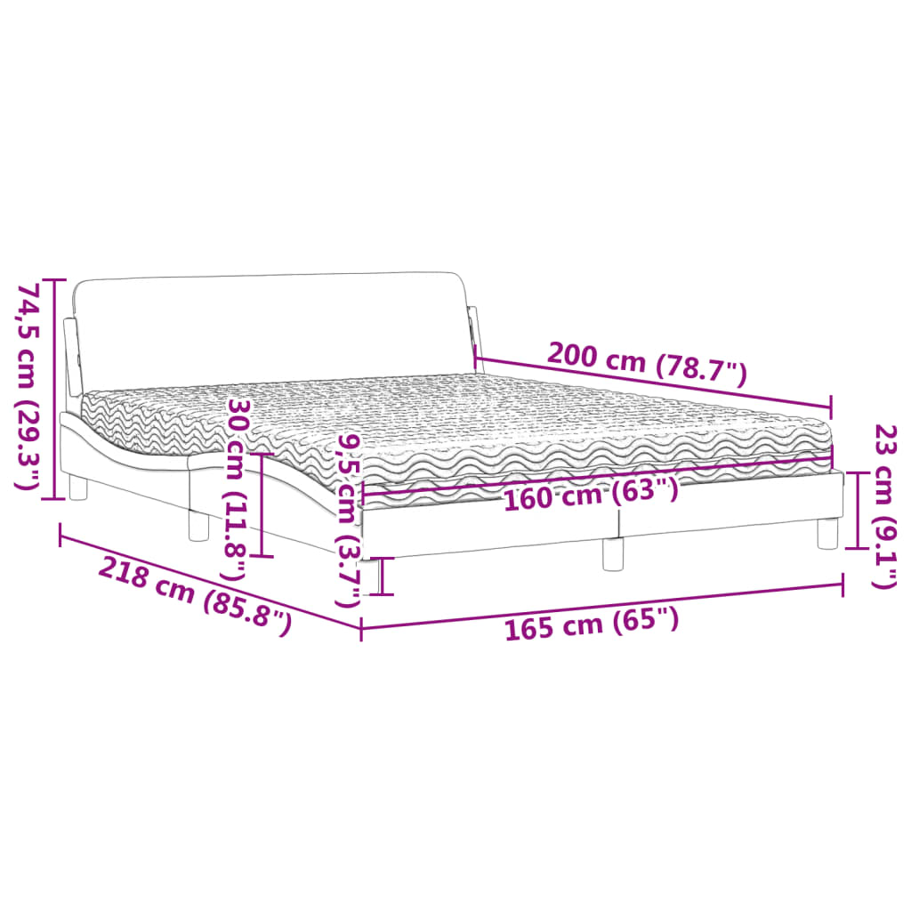 Pat cu saltea, cappuccino, 160x200cm piele ecologică GartenMobel Dekor