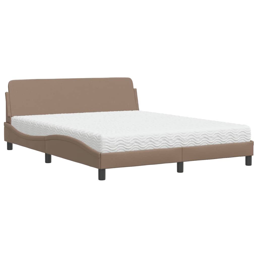 Pat cu saltea, cappuccino, 160x200cm piele ecologică GartenMobel Dekor