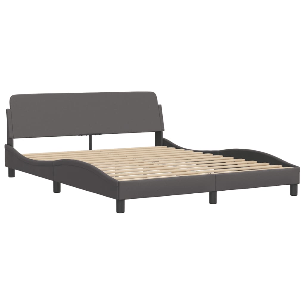 Pat cu saltea, gri, 160x200 cm, piele ecologică GartenMobel Dekor