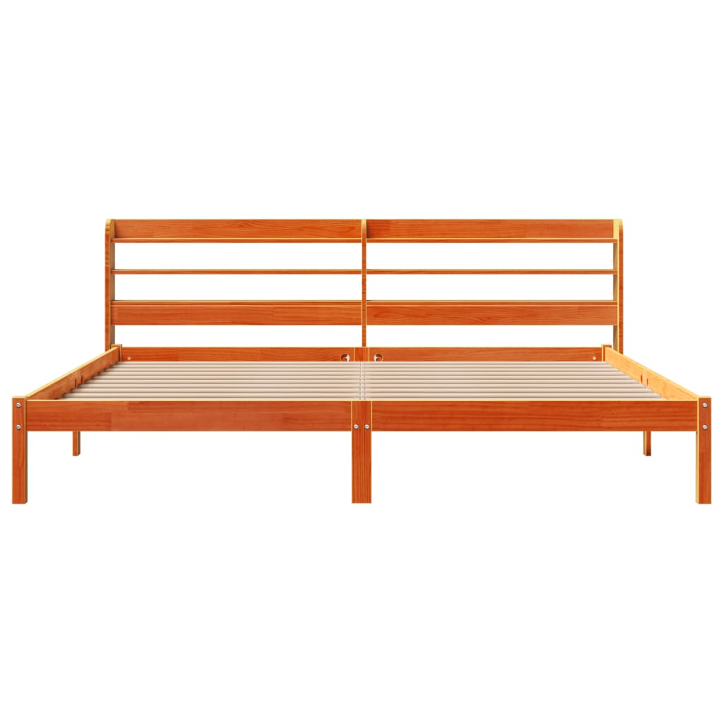 Cadru de pat cu tăblie, maro ceruit, 180x200 cm, lemn masiv pin GartenMobel Dekor