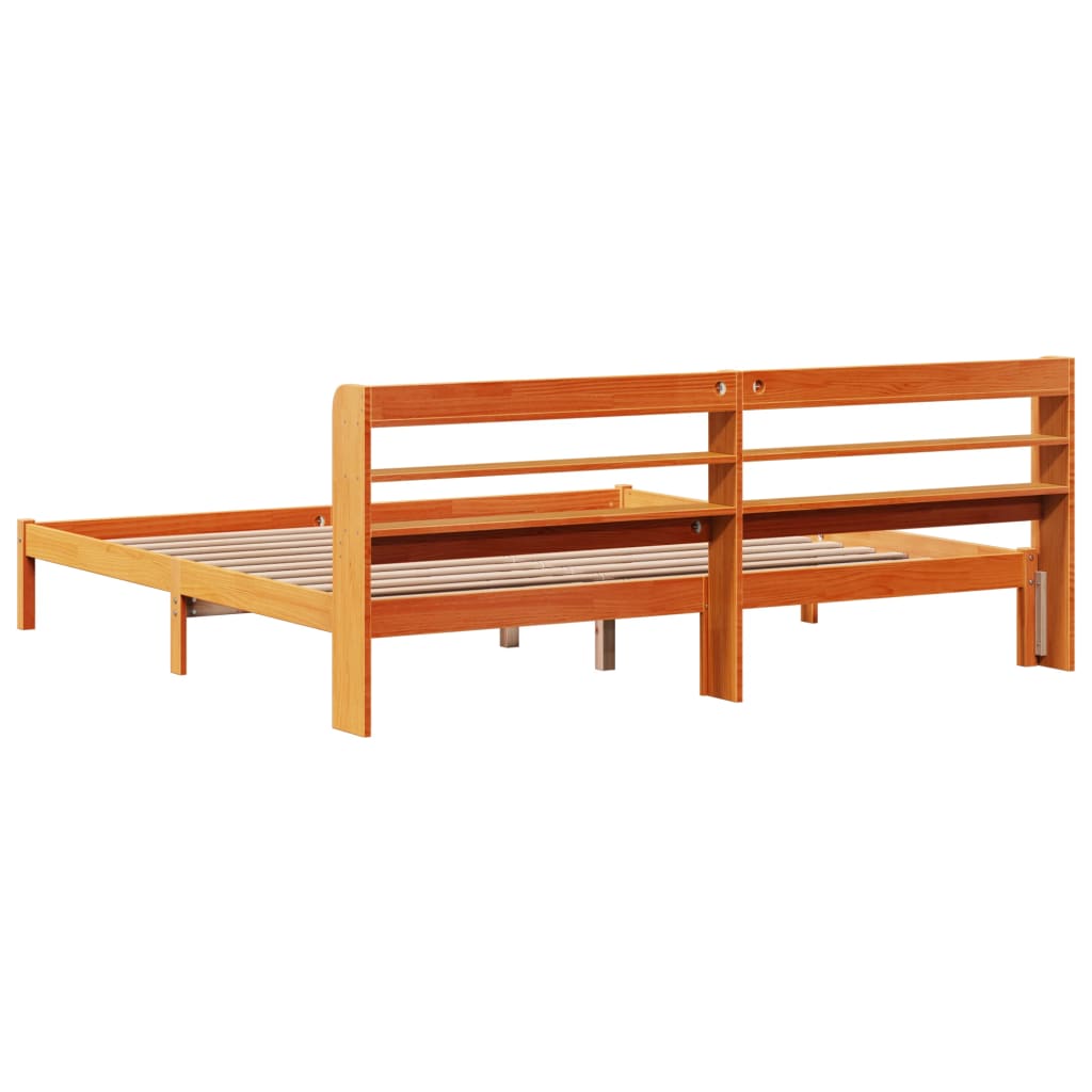 Cadru de pat cu tăblie, maro ceruit, 180x200 cm, lemn masiv pin GartenMobel Dekor