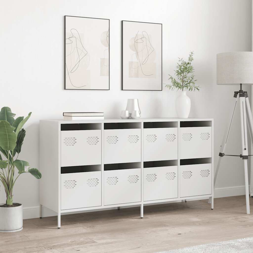 Dulap, alb, 135x39x73,5 cm, oțel laminat la rece GartenMobel Dekor