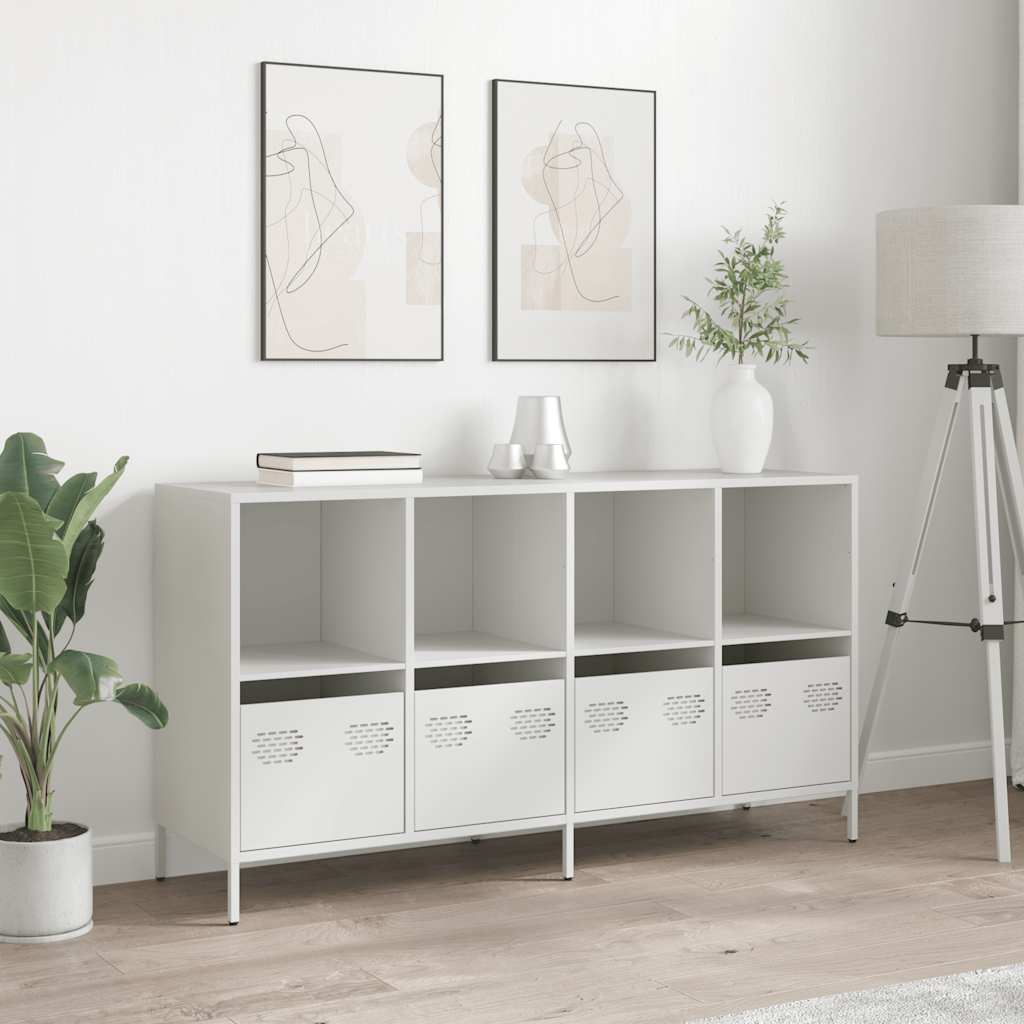 Dulap, alb, 135x39x73,5 cm, oțel laminat la rece GartenMobel Dekor