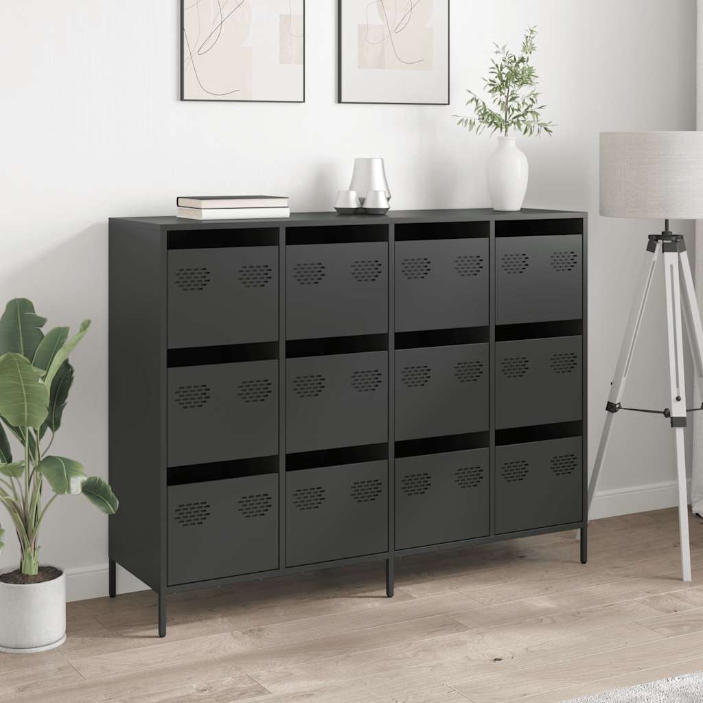 Dulap, negru, 135x39x103,5 cm, oțel laminat la rece GartenMobel Dekor