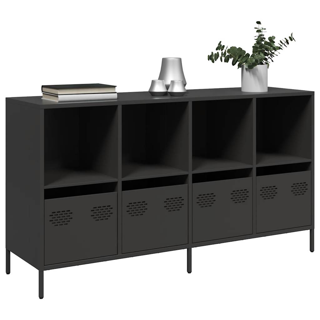 Dulap, negru, 135x39x73,5 cm, oțel laminat la rece GartenMobel Dekor