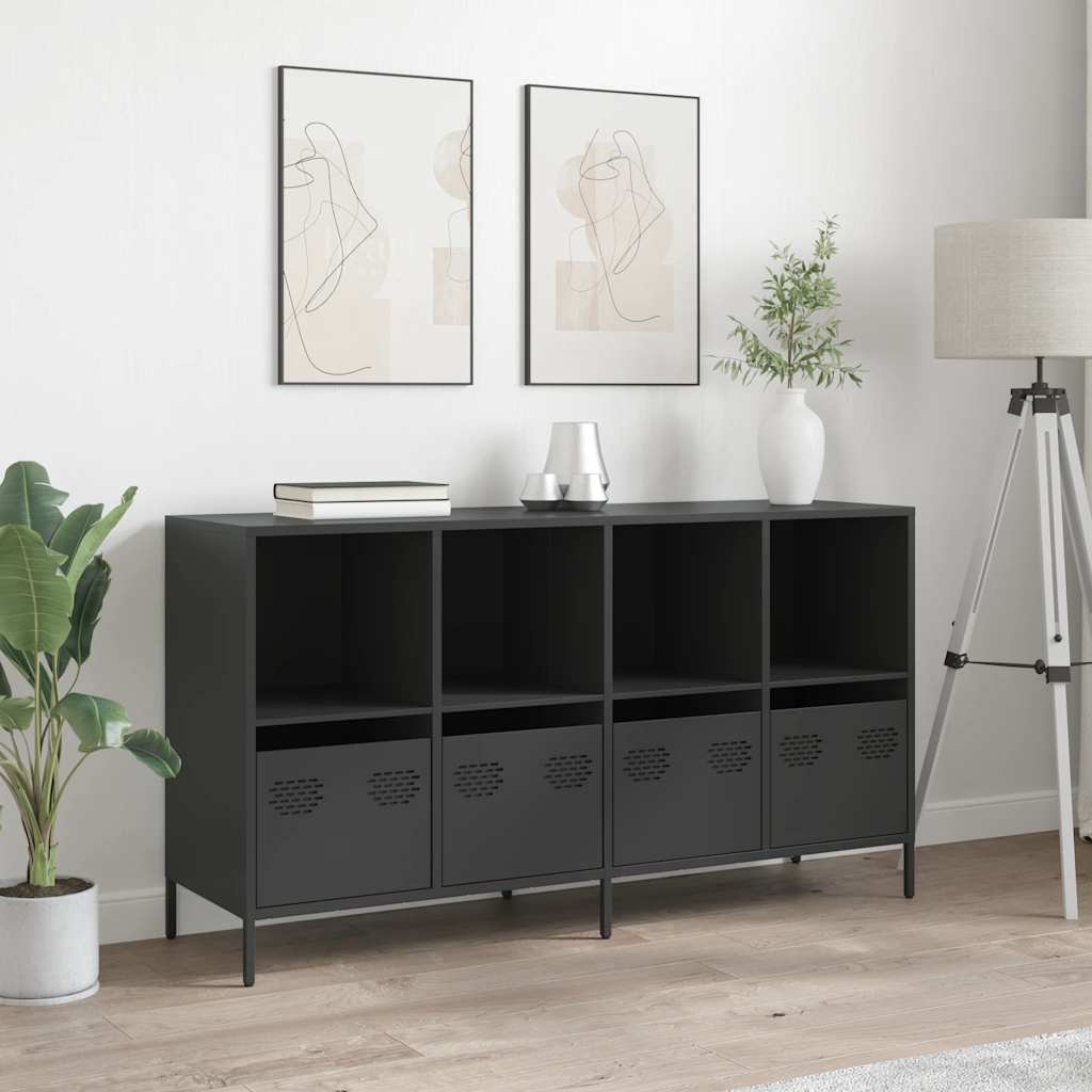 Dulap, negru, 135x39x73,5 cm, oțel laminat la rece GartenMobel Dekor