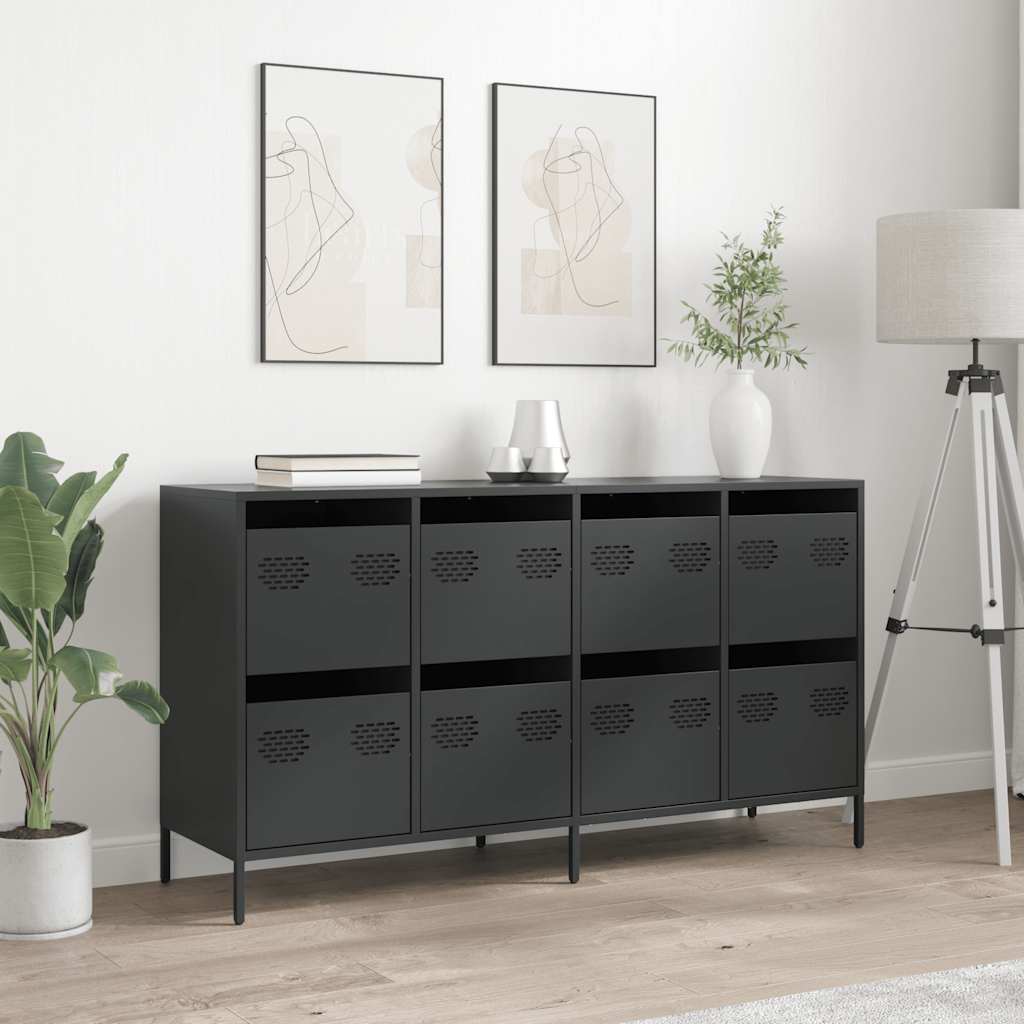 Dulap, negru, 135x39x73,5 cm, oțel laminat la rece GartenMobel Dekor
