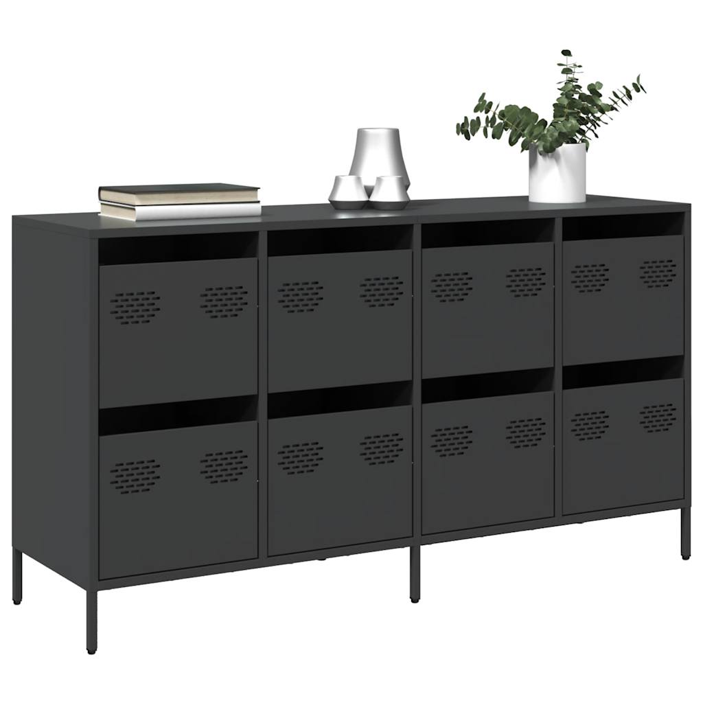 Dulap, negru, 135x39x73,5 cm, oțel laminat la rece GartenMobel Dekor
