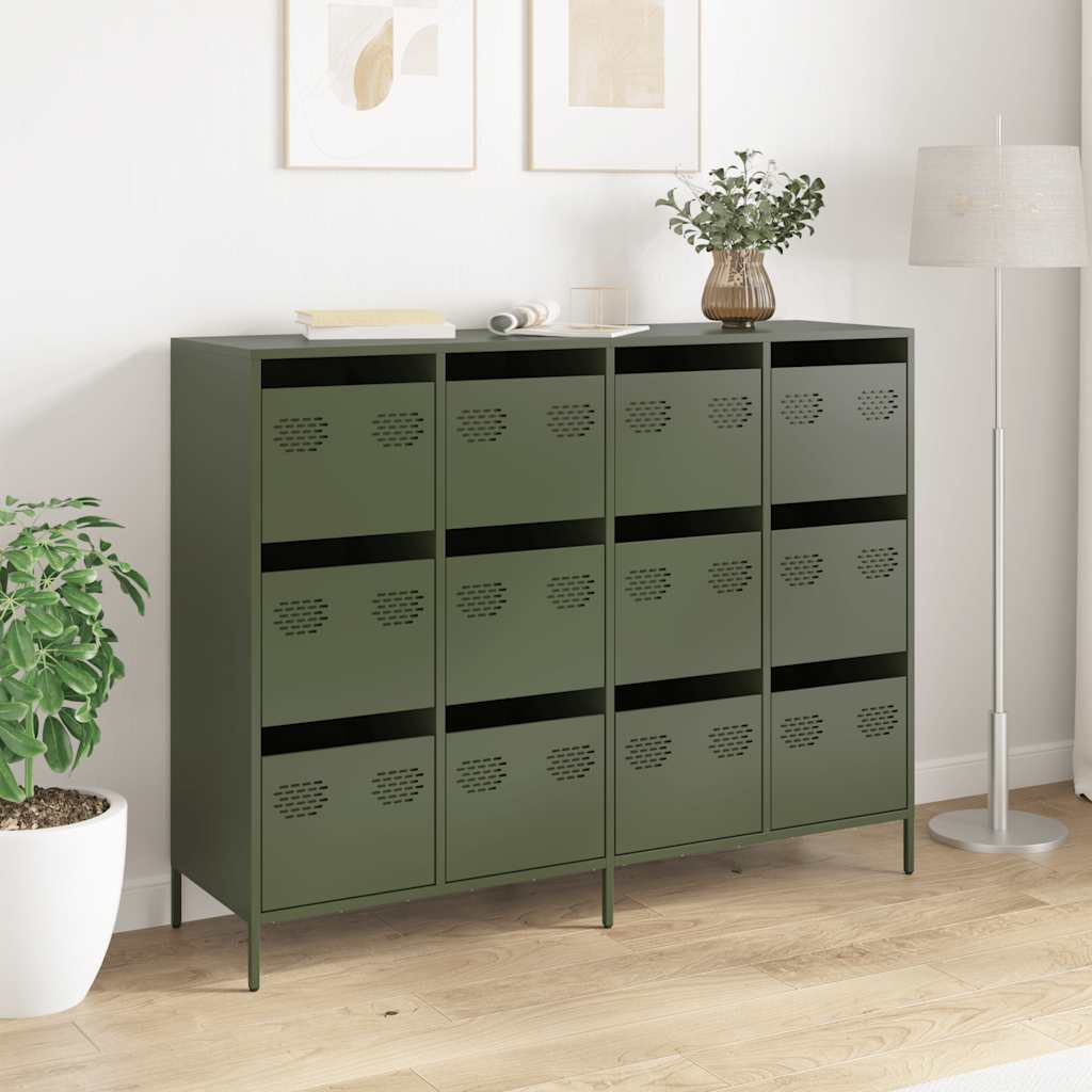 Dulap, verde măsliniu, 135x39x103,5 cm, oțel laminat la rece GartenMobel Dekor