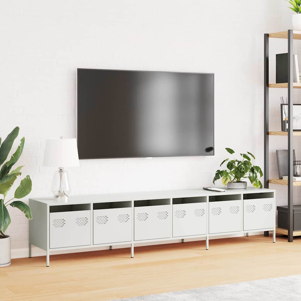 Dulap TV, alb, 202x39x43,5 cm, oțel laminat la rece GartenMobel Dekor