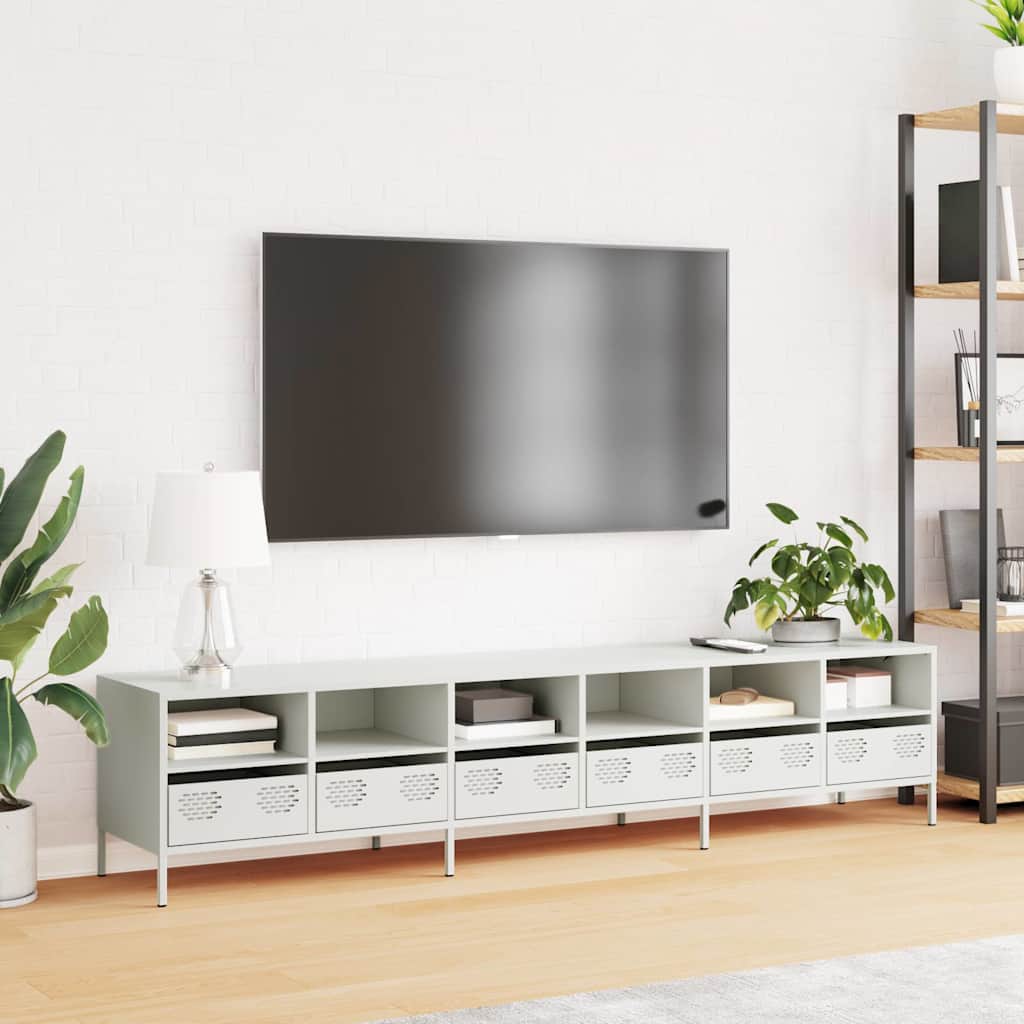 Dulap TV, alb, 202x39x43,5 cm, oțel laminat la rece GartenMobel Dekor