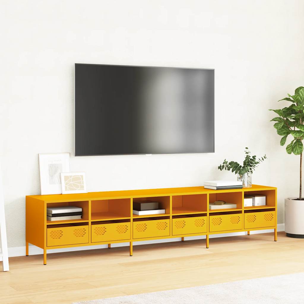 Dulap TV, galben muștar, 202x39x43,5 cm, oțel laminat la rece GartenMobel Dekor