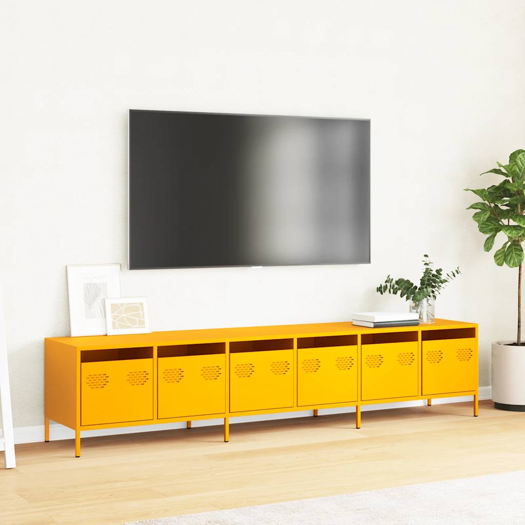 Dulap TV, galben muștar, 202x39x43,5 cm, oțel laminat la rece GartenMobel Dekor