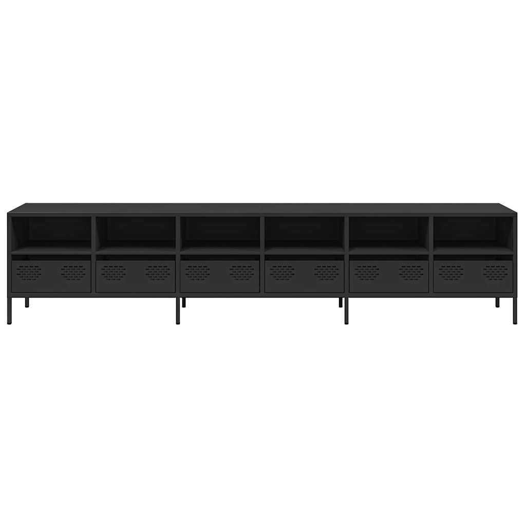 Dulap TV, negru, 202x39x43,5 cm, oțel laminat la rece GartenMobel Dekor