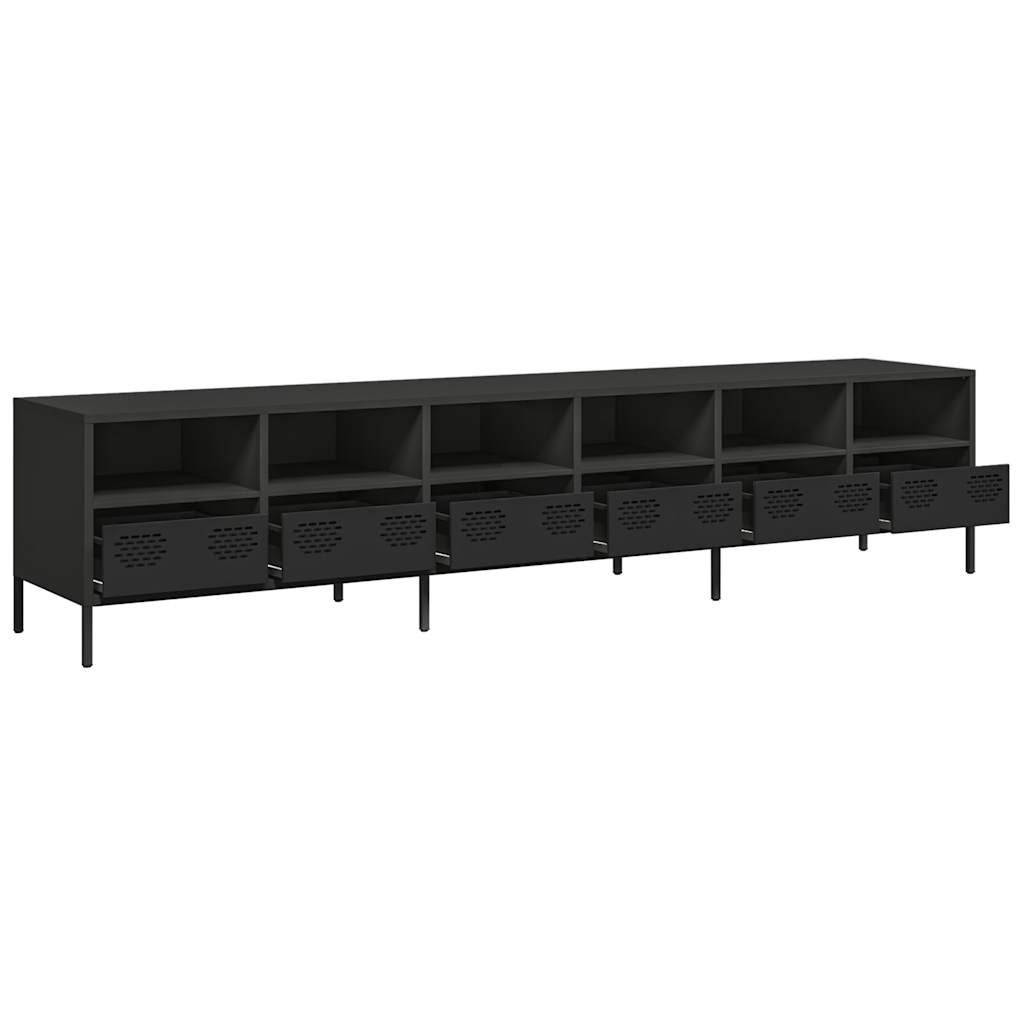 Dulap TV, negru, 202x39x43,5 cm, oțel laminat la rece GartenMobel Dekor