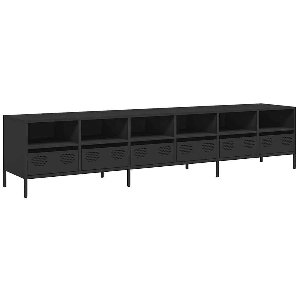 Dulap TV, negru, 202x39x43,5 cm, oțel laminat la rece GartenMobel Dekor