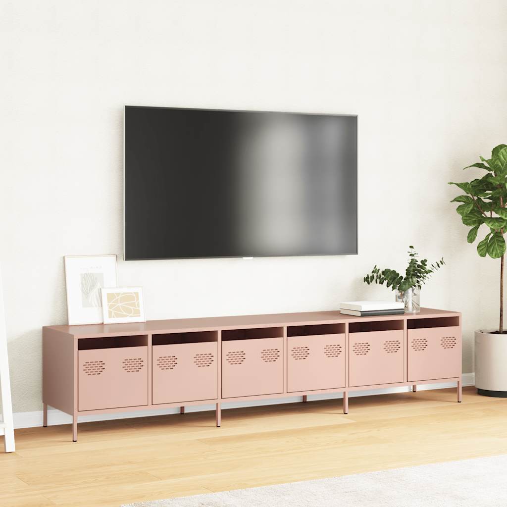 Dulap TV, roz, 202x39x43,5 cm, oțel laminat la rece GartenMobel Dekor