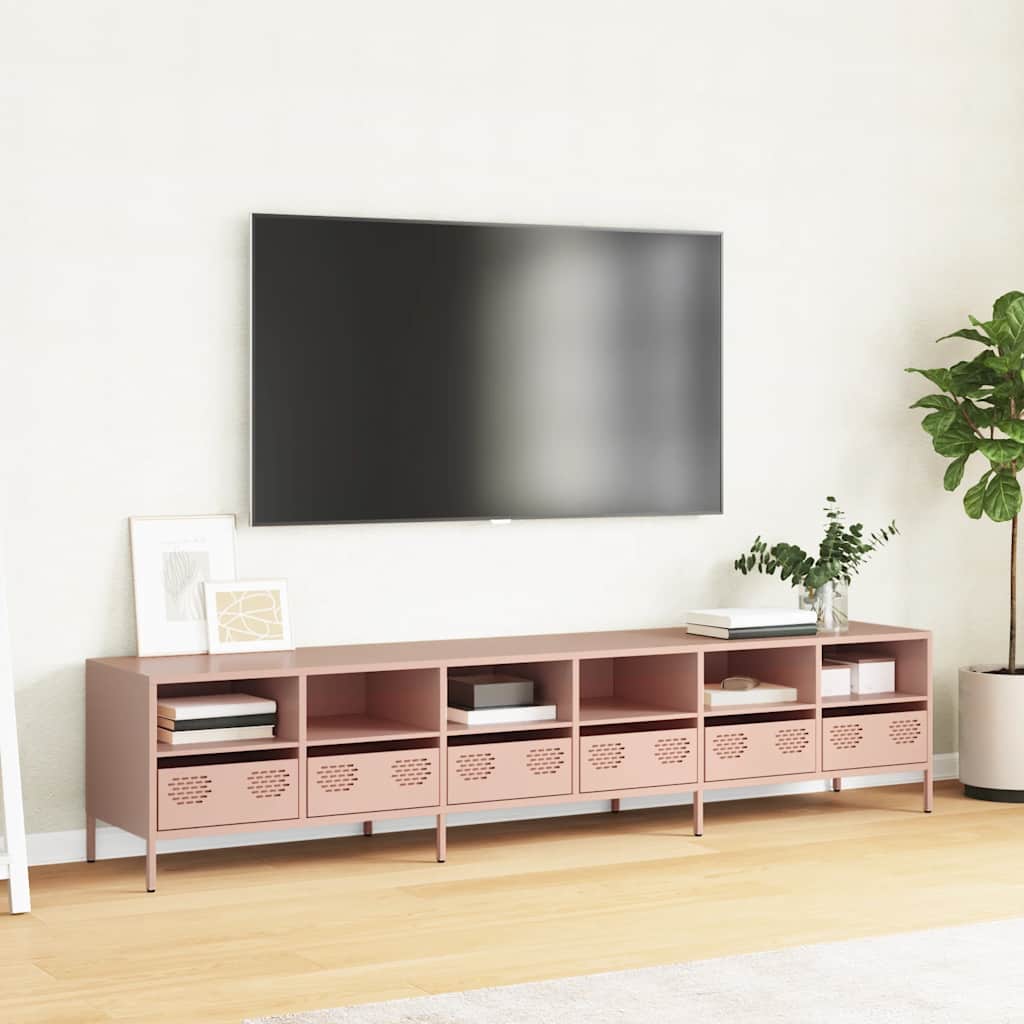 Dulap TV, roz, 202x39x43,5 cm, oțel laminat la rece GartenMobel Dekor