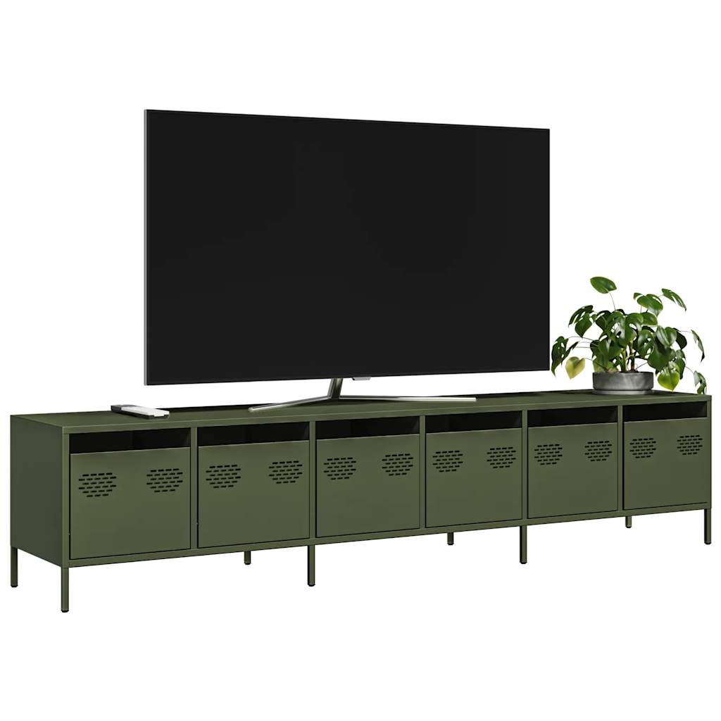 Dulap TV, verde măsliniu, 202x39x43,5 cm, oțel laminat la rece GartenMobel Dekor