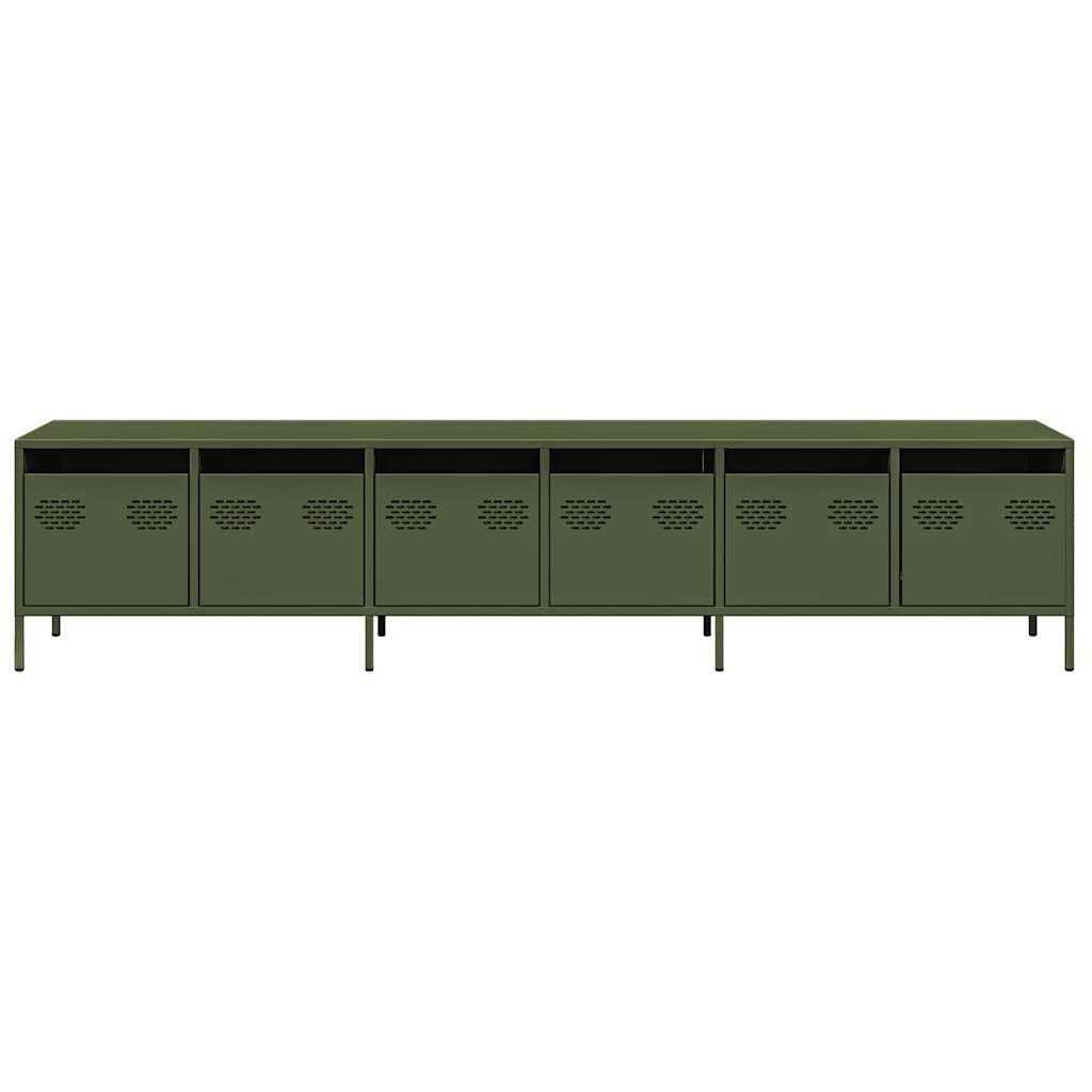 Dulap TV, verde măsliniu, 202x39x43,5 cm, oțel laminat la rece GartenMobel Dekor