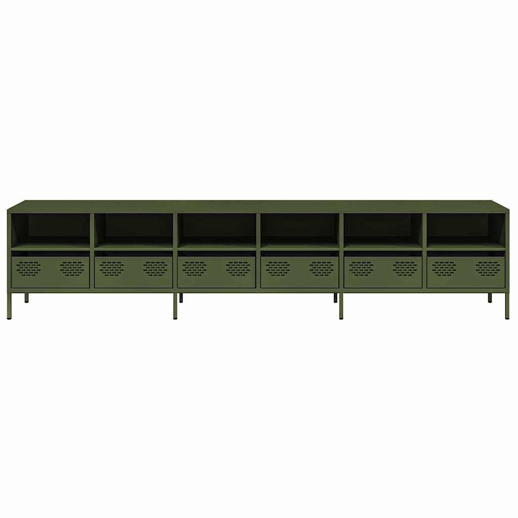 Dulap TV, verde măsliniu, 202x39x43,5 cm, oțel laminat la rece GartenMobel Dekor