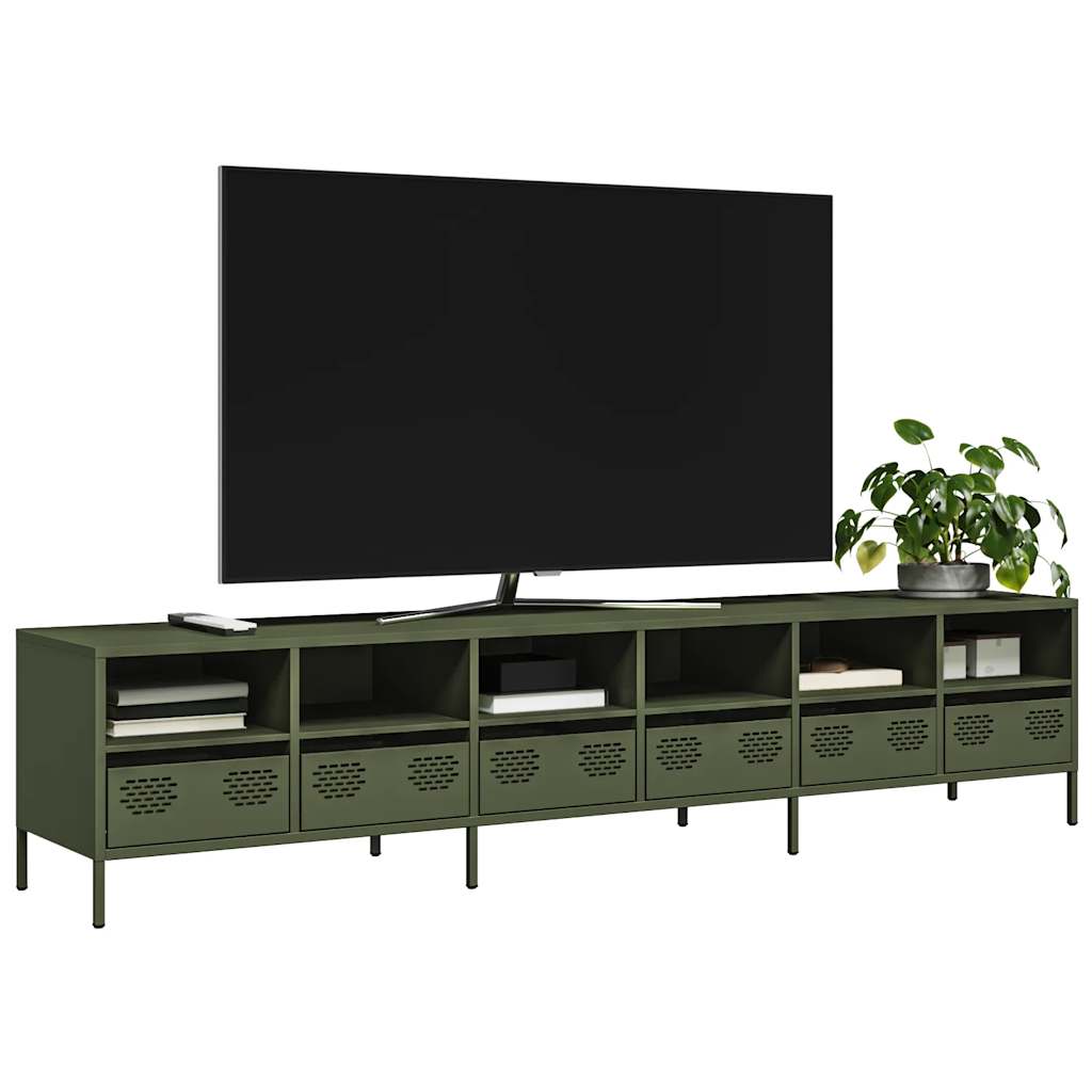 Dulap TV, verde măsliniu, 202x39x43,5 cm, oțel laminat la rece GartenMobel Dekor