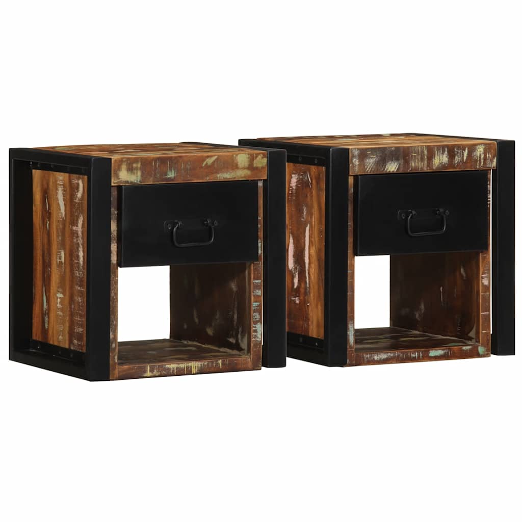 Noptiere 2 buc multicolore 40x35x40 cm lemn masiv recuperat GartenMobel Dekor
