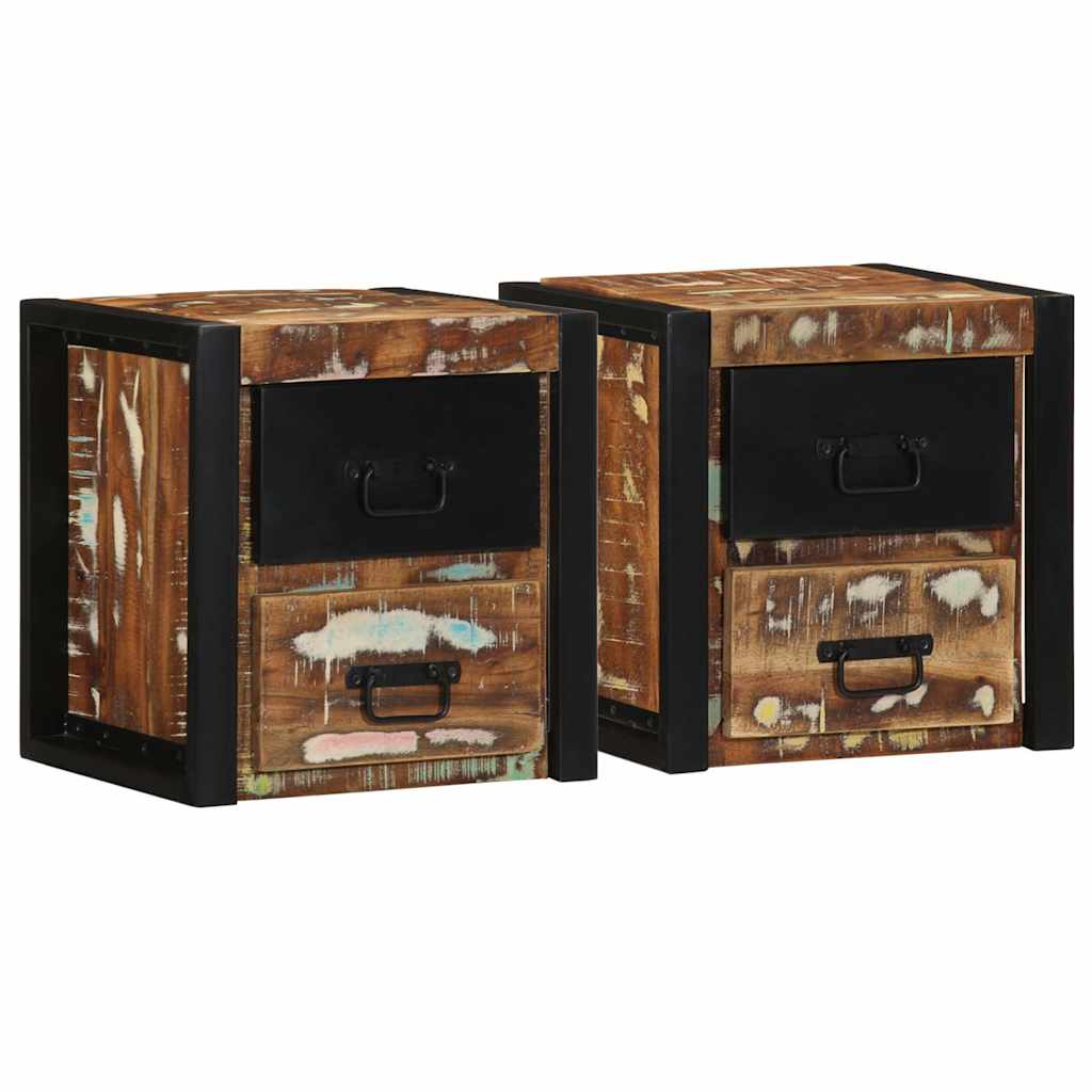 Noptiere 2 buc multicolore 40x35x40 cm lemn masiv recuperat GartenMobel Dekor