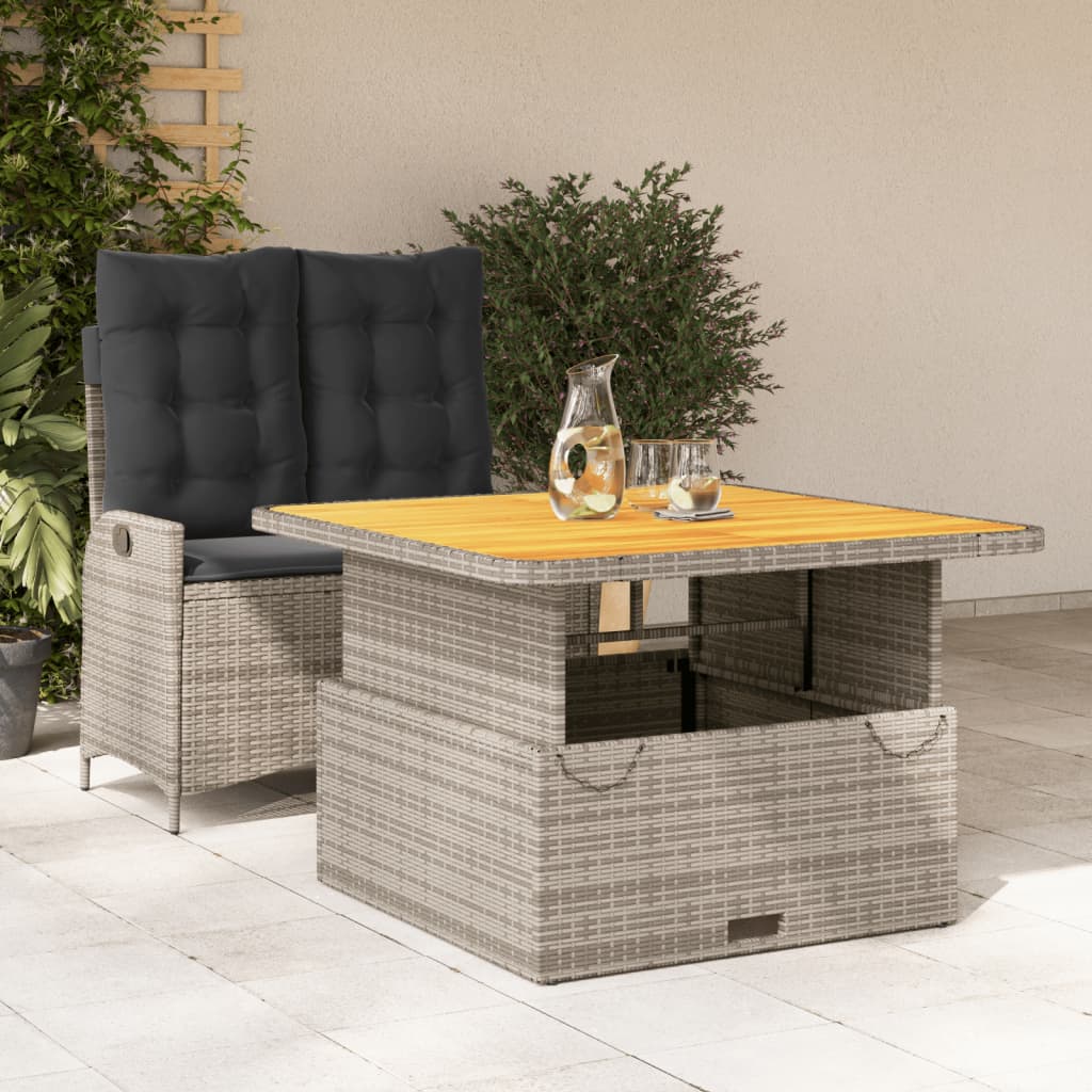Set mobilier de grădină cu perne, 2 piese, gri, poliratan GartenMobel Dekor