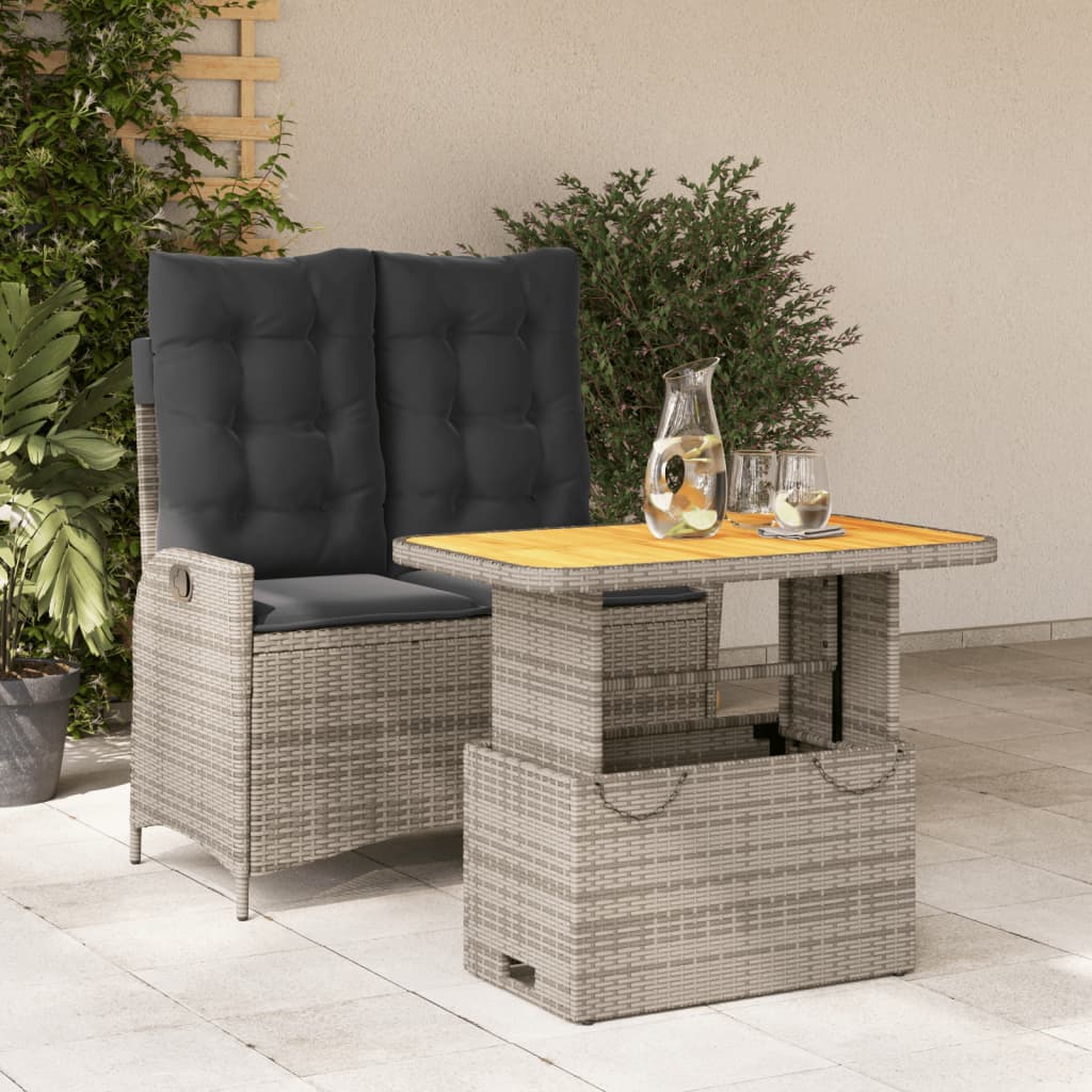 Set mobilier de grădină cu perne, 2 piese, gri, poliratan GartenMobel Dekor