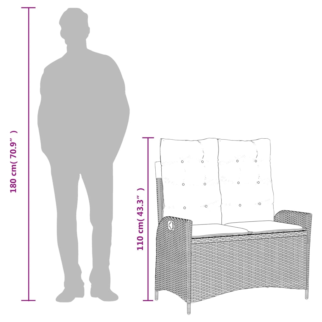 Set mobilier de grădină cu perne, 2 piese, gri, poliratan GartenMobel Dekor