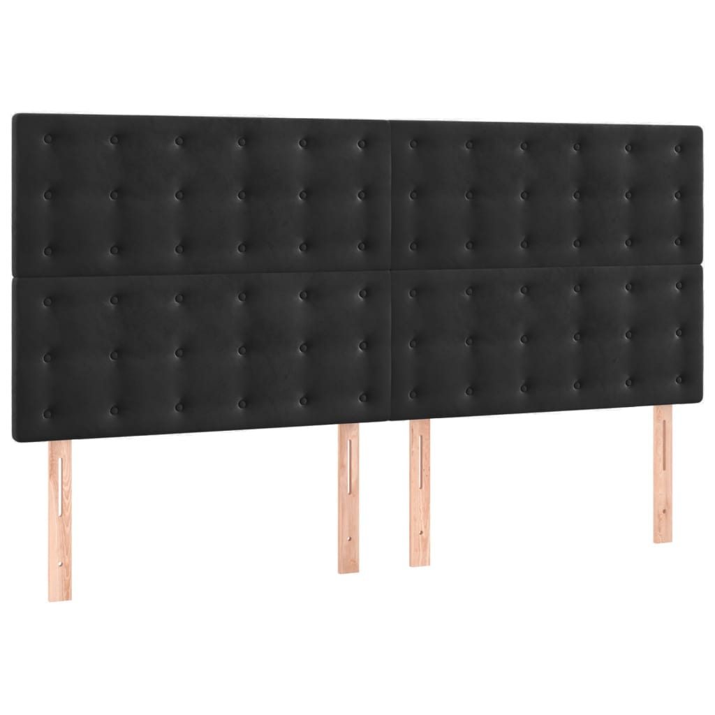 Tăblii de pat, 4 buc, negru, 80x5x78/88 cm, catifea GartenMobel Dekor