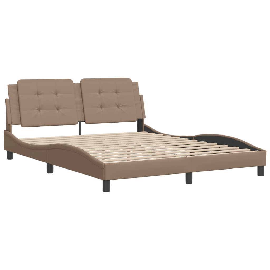 Cadru de pat cu tăblie, cappuccino, 160x200 cm, piele ecologică GartenMobel Dekor