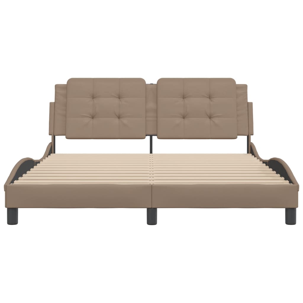 Cadru de pat cu tăblie, cappuccino, 160x200 cm, piele ecologică GartenMobel Dekor