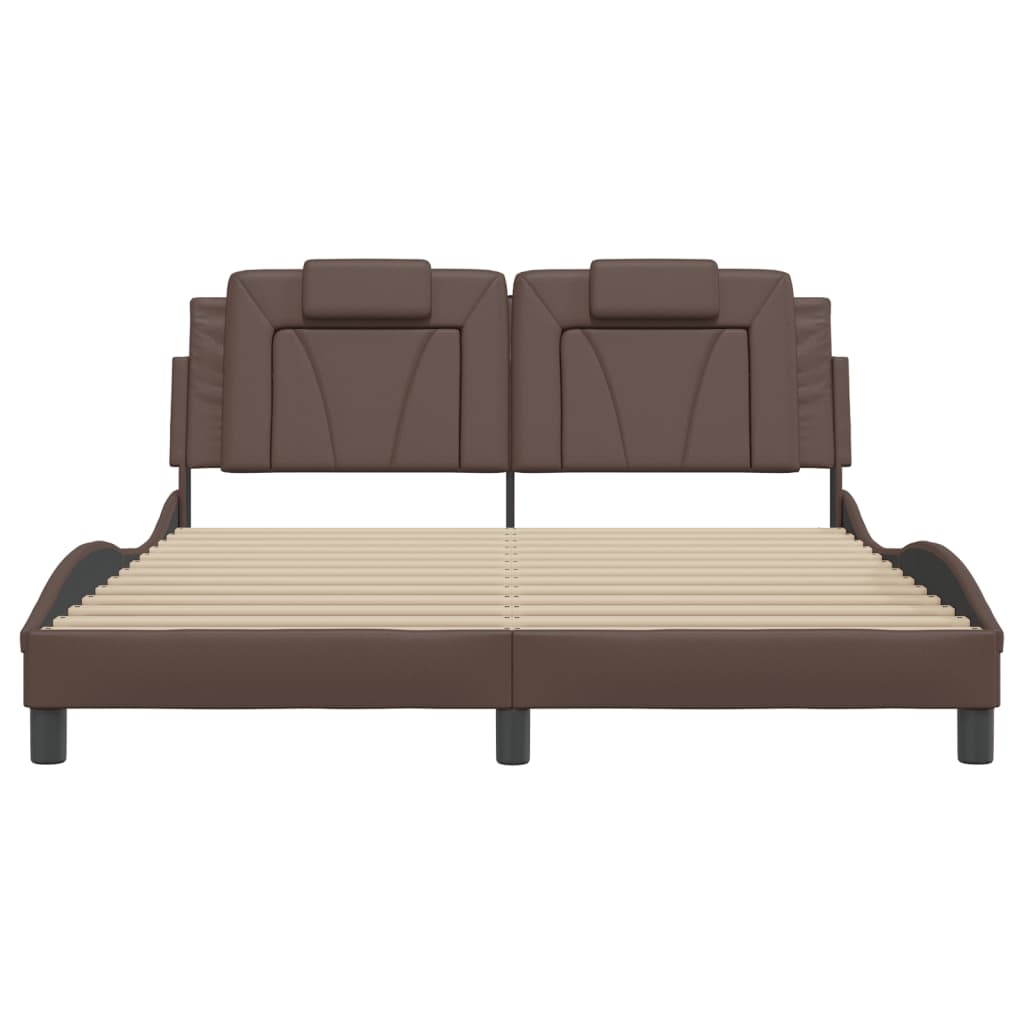 Cadru de pat cu tăblie, maro, 160x200 cm, piele ecologică GartenMobel Dekor