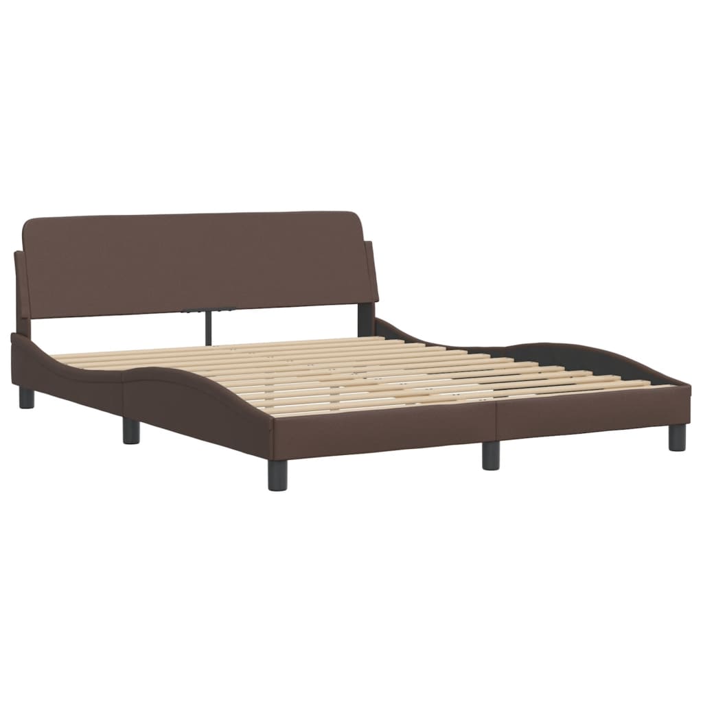 Cadru de pat cu tăblie, maro, 160x200 cm, piele ecologică GartenMobel Dekor
