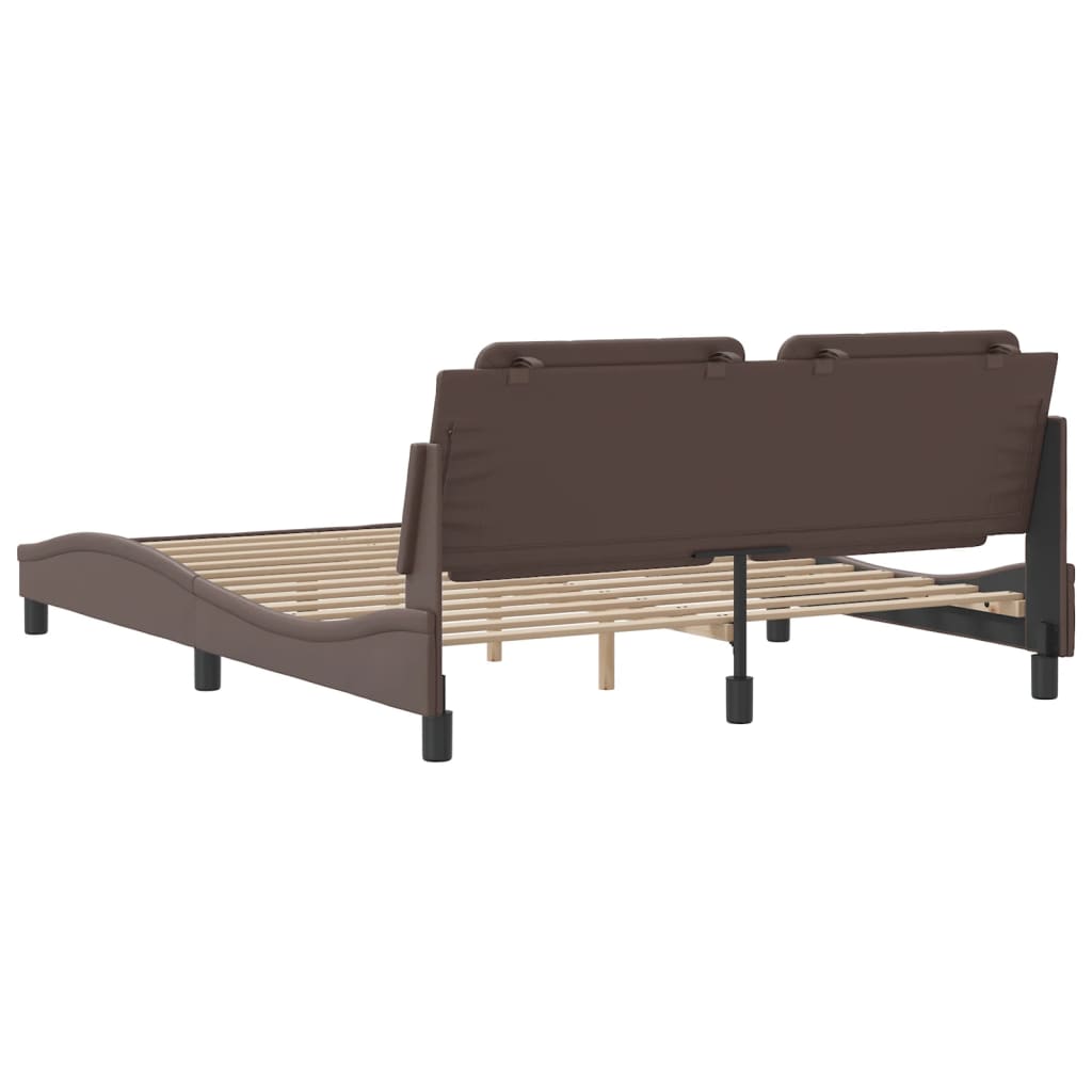 Cadru de pat cu tăblie, maro, 160x200 cm, piele ecologică GartenMobel Dekor
