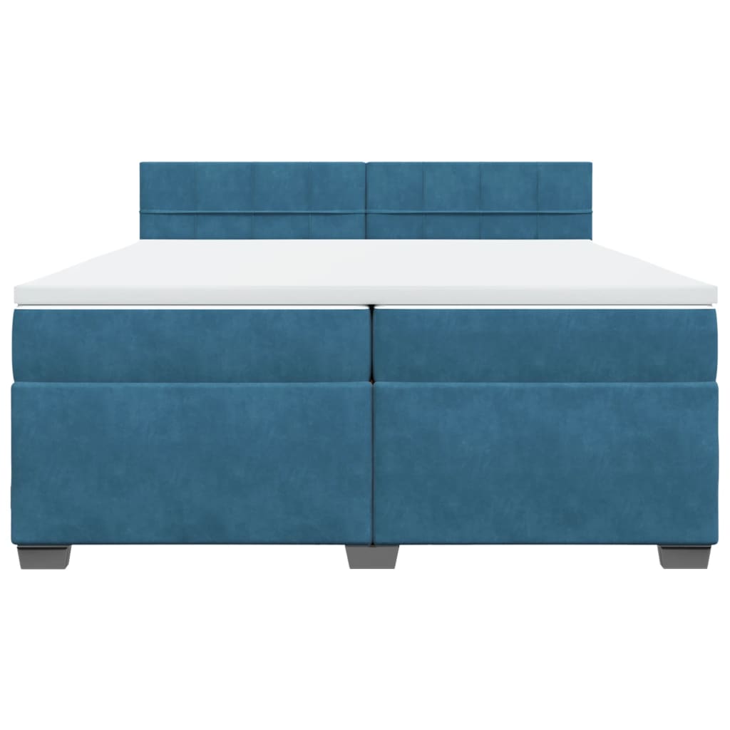 Pat box spring cu saltea, albastru, 200x200 cm, catifea GartenMobel Dekor